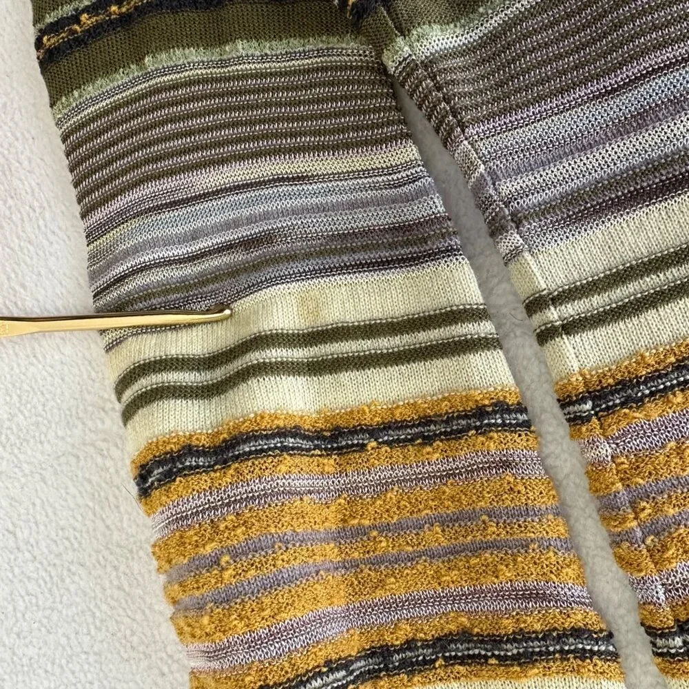 Missoni Striped Mock Neck Long Sleeve Knit Sweater Size 40 Greens Browns Vtg Y2K - Picture 3 of 13